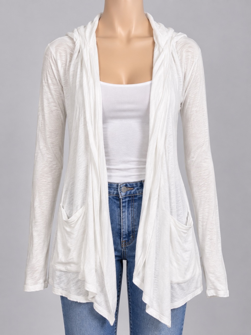 Michael Stars White Open Front Cardigan One Size Cotton Modal Small